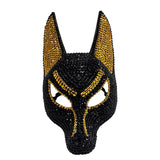 Masque Chacal Strass Oreilles Dorées : masque de chacal couvert de strass, photo 7