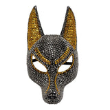Masque Chacal Strass Oreilles Dorées : masque de chacal couvert de strass, photo 8