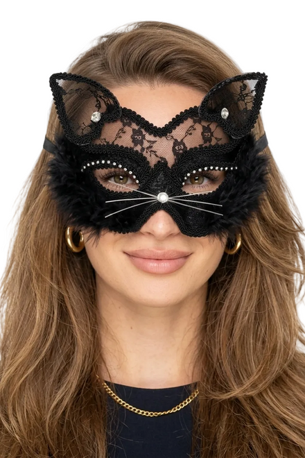 Masque Sexy   Chat — modèle unique — porté sur fond blanc