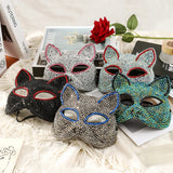 Masque Chat Strass Bicolore : masque de chat serti de strass bicolore, photo 3