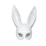 Masque Lapin Laqué Noir ou Blanc : masque de lapin laqué à longues oreilles, photo 1