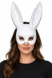Masque Lapin Laqué Noir ou Blanc — Blanc — porté sur fond blanc