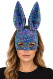 Masque Lapin Pailleté 7 Coloris — Bleu irisé — porté sur fond blanc