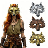 Masque de Loup Silicone Effet Métal Vieilli : demi-masque de loup en silicone effet métal, photo 1