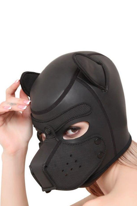 Masque SM Chien — Noir — porté sur fond blanc