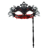 Masque Vénitien Métal Strass sur Baguette : masque vénitien en métal ajouré avec strass, photo 1