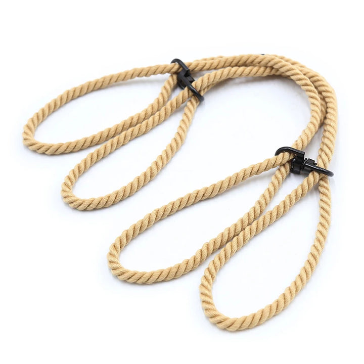 Menottes de Corde Shibari Réglables : menottes de corde torsadée à deux boucles pivotantes, photo 2