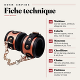 Menottes Cuir Bicolore Chaîne Or Rose : fiche technique