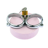 Menottes Métalliques avec Cadenas : menottes métalliques chromées fermées par un cadenas, photo 1