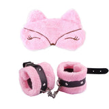 Menottes Peluche et Masque Chat : lot rose menottes en peluche et masque chat, photo 1