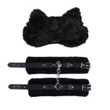 Menottes Peluche et Masque Chat : lot noir menottes en peluche et masque chat, photo 2