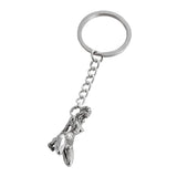 Porte-Clés Bondage Métal : porte-clés métal argenté silhouette féminine attachée, photo 1