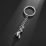 Porte-Clés Bondage Métal : porte-clés métal argenté silhouette féminine attachée, photo 2