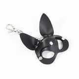 Porte-Clés Cuir Lapin, Rose, Chauve-Souris : pendentif en cuir PU noir sur chaîne et mousqueton, photo 2