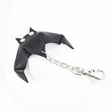 Porte-Clés Cuir Lapin, Rose, Chauve-Souris : pendentif en cuir PU noir sur chaîne et mousqueton, photo 3