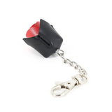 Porte-Clés Cuir Lapin, Rose, Chauve-Souris : pendentif en cuir PU noir sur chaîne et mousqueton, photo 5