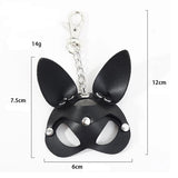 Porte-Clés Cuir Lapin, Rose, Chauve-Souris : pendentif en cuir PU noir sur chaîne et mousqueton, photo 6
