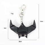 Porte-Clés Cuir Lapin, Rose, Chauve-Souris : pendentif en cuir PU noir sur chaîne et mousqueton, photo 7