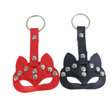 Porte-Clés Masque Cuir Clouté : porte-clés masque à oreilles en cuir PU clouté, photo 1