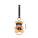 Porte-Clés Ourson Bandeau : ourson en peluche aux yeux bandés sur lanière noire, photo 5