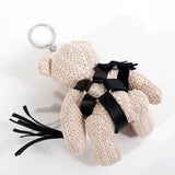 Porte-Clés Ourson Harnais : ourson peluche beige en harnais de cuir PU noir, photo 10