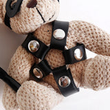 Porte-Clés Ourson Harnais : ourson peluche beige en harnais de cuir PU noir, photo 11