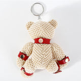 Porte-Clés Ourson Harnais : ourson peluche beige en harnais de cuir PU noir, photo 9