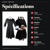 Robe Gothique Noire à Col Claudine : spécifications
