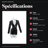 Robe Manteau Vinyle Noir Dentelle Blanche : spécifications
