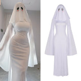 Robe Mariée Fantôme Voile Moulante : robe de mariée fantôme blanche moulante avec voile, photo 3