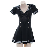 Robe Marin Noire à Liserés Blancs : robe noire à col marin et liserés blancs, photo 1