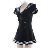 Robe Marin Noire à Liserés Blancs : robe noire à col marin et liserés blancs, photo 2