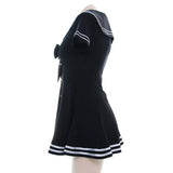 Robe Marin Noire à Liserés Blancs : robe noire à col marin et liserés blancs, photo 3