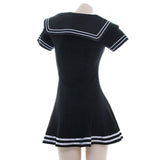 Robe Marin Noire à Liserés Blancs : robe noire à col marin et liserés blancs, photo 4