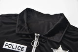 Robe Policière Noire Zippée et Gants : robe noire zippée de policière avec gants, photo 6