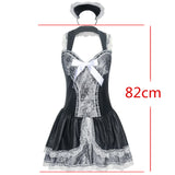 Robe Soubrette Dentelle avec Coiffe : robe de soubrette noire et blanche avec coiffe, photo 3