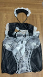 Robe Soubrette Dentelle avec Coiffe : robe de soubrette noire et blanche avec coiffe, photo 4