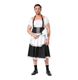 Robe Soubrette Tablier Laçage Croisé : robe de soubrette noire et blanche à tablier, photo 1