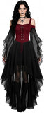 Robe Vampire Médiévale Manches Papillon : robe médiévale gothique à manches papillon en tulle, photo 1