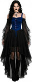 Robe Vampire Médiévale Manches Papillon : robe médiévale gothique à manches papillon en tulle, photo 3