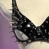Soutien-Gorge Clouté à Pointes Noir : soutien-gorge noir brillant hérissé de pointes métalliques, photo 3