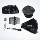 Tenue Policière Gothique Corset Vinyle : tenue gothique de policière avec corset et mini-jupe, photo 2