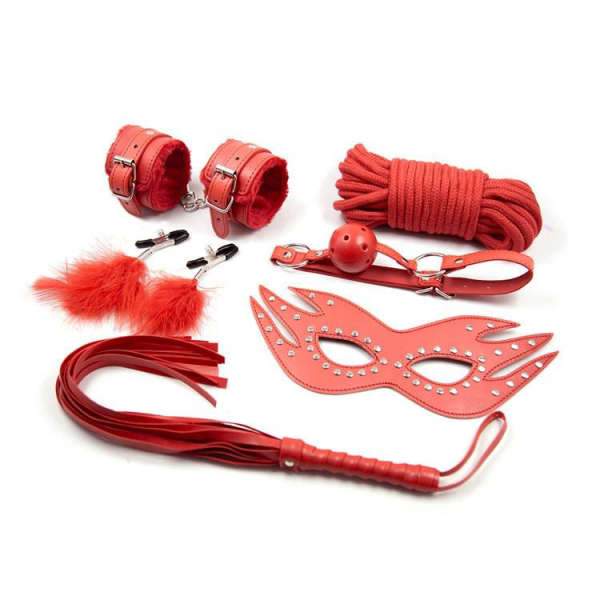 Kit Bdsm <br> Cuir Rouge
